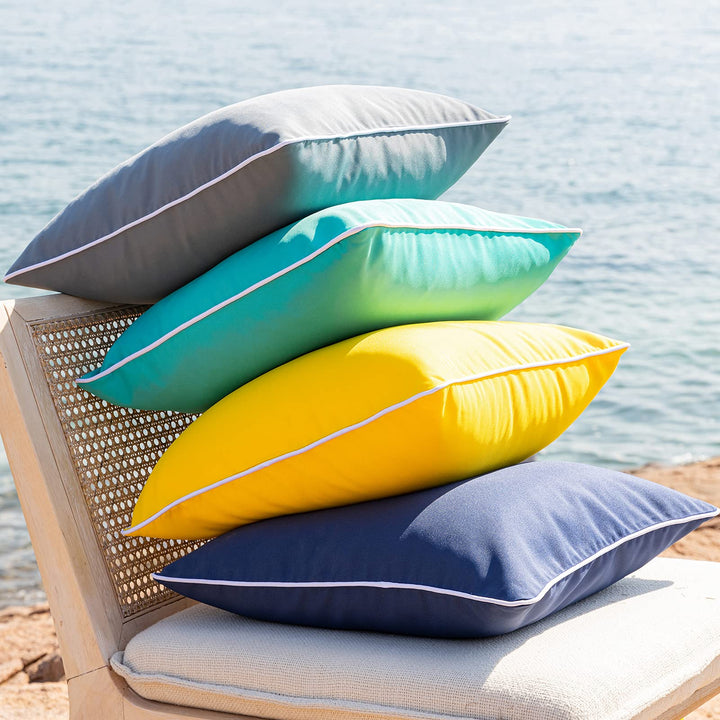 Pack of 2 Outdoor Waterproof Solid Throw Decorative Pillow Cover Decorative Square Outdoor Pillows Cushion Case Patio Pillows for Couch Tent Sunbrella (20''x20'', Yellow)