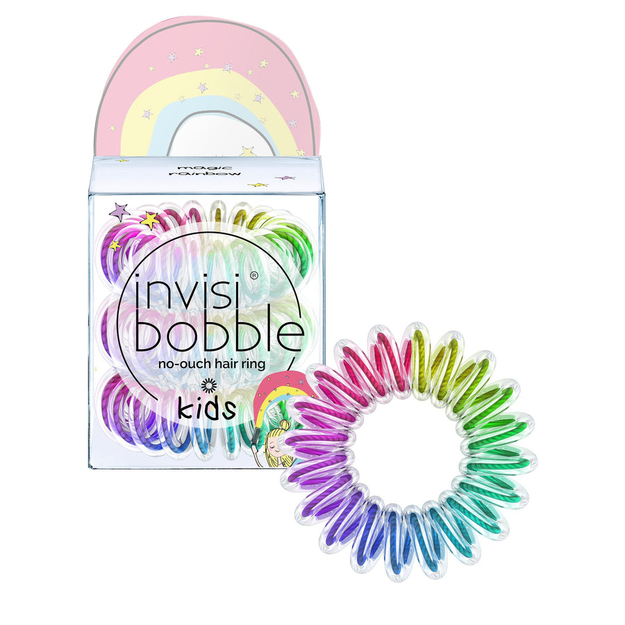 Kids Magic Rainbow ‚¬Œ The Spiral Shaped Nou-Ouch Hair Ring ‚¬Œ Perfect Hair Ring For Kids, 3 Colorful Hair Ties Per Packaging