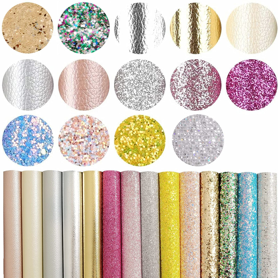 28 Pieces 8x6(20cmx15cm) A5 Faux Leather Sheets,Solid Colors & Glitter & Leopard Pattern Faux Leather Fabric Sheets for Bows,Keychains,Hair Accessories DIY Projects