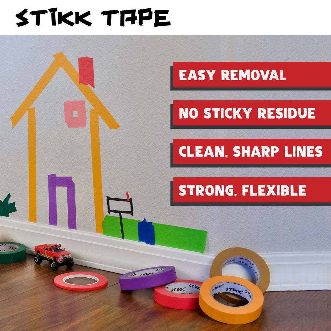 Painters Tape - 3pk Red Painter Tape - 1 inch x 60 Yards - Paint Tape for Painting, Edges, Trim, Ceilings - Masking Tape for DIY Paint Projects - Residue-Free Painting Tape