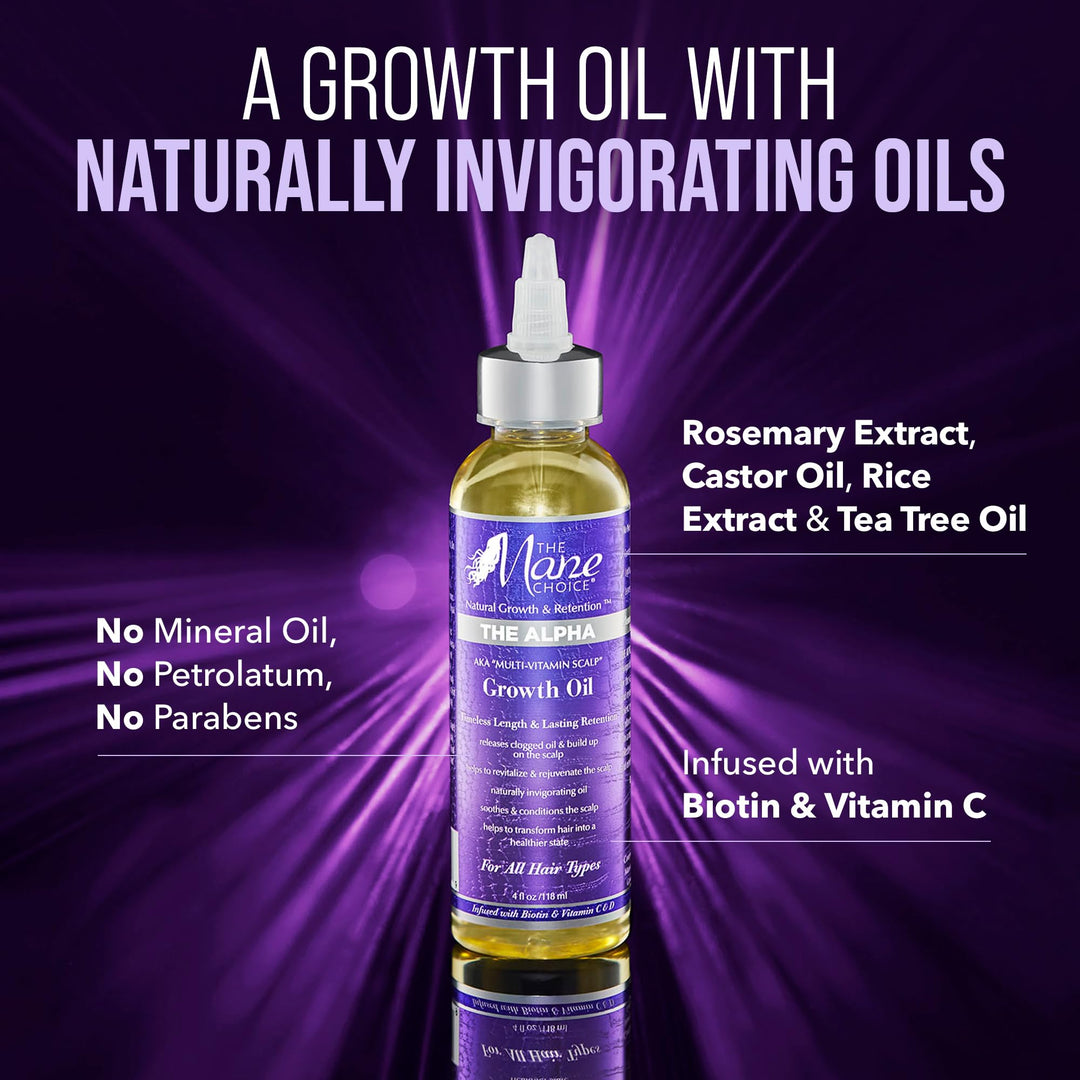 Alpha Multi-Vitamin Scalp Hair Growth Oil, 4 Fl Oz, 1 Pack, Nourishing Scalp Oil with Biotin, Vitamin C, Rosemary, Rice Extract, Jojoba, Tea Tree & Castor Oil, Lightweight & Non-Greasy