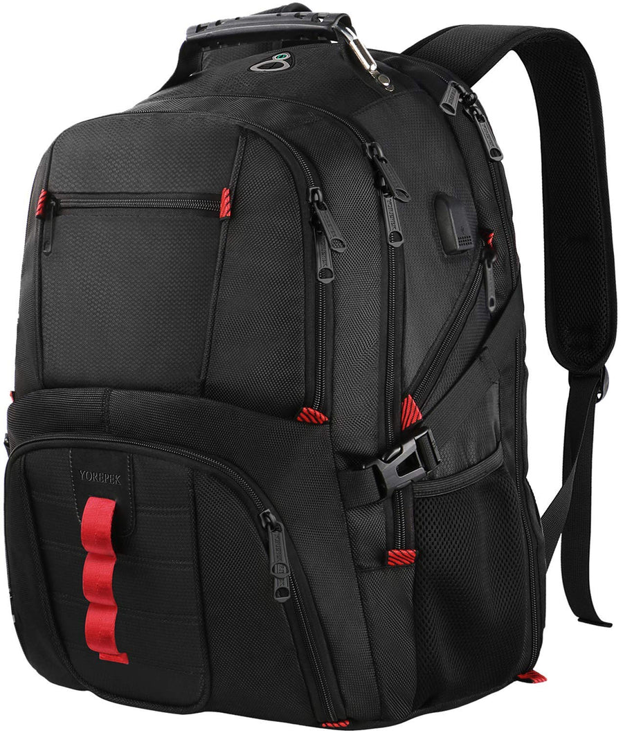 Laptop Backpack for Men, Large 17 Inch Durable Travel Backpack Water Resistant, Airline Approved Computer Bag with USB Charging Port, Anti Theft Bag for College Business Work, Black