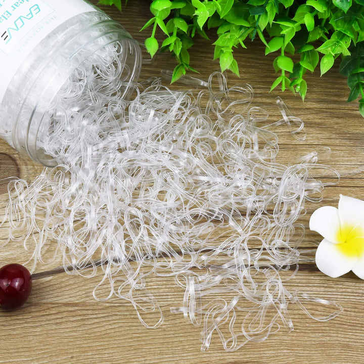2500 Pieces Clear Hair Elastics Hair Bands Clear Rubber Bands with Free Box for Braiding and Ponytail