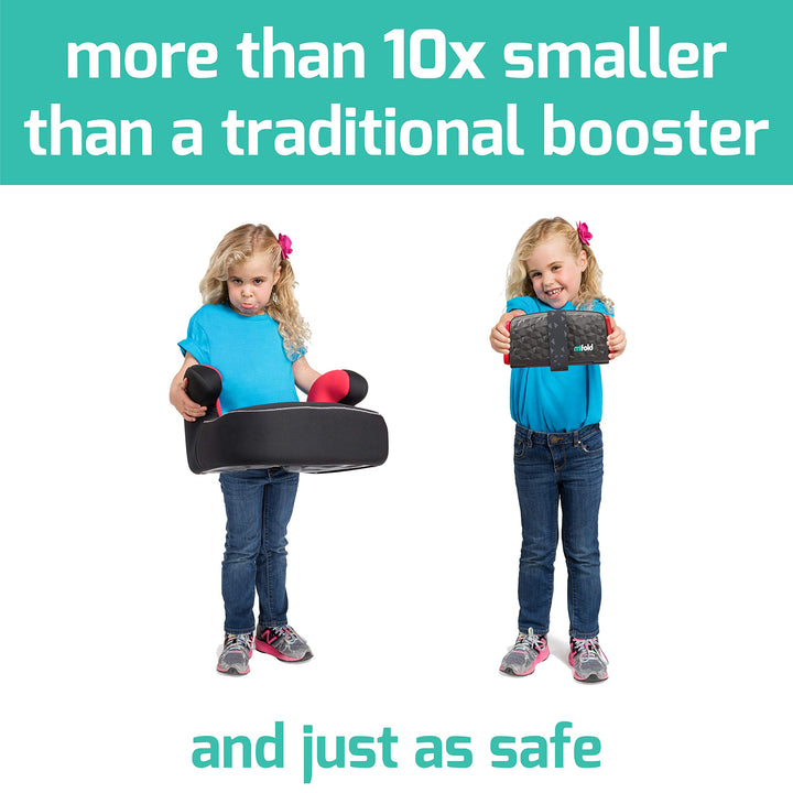New Comfort Grab-and-go Car Booster Seat- 3X Thicker Cushion! Compact and Portable for Every Day and Carpooling, Travel, Taxis etc. Narrow and Lightweight car seat, Charcoal Grey