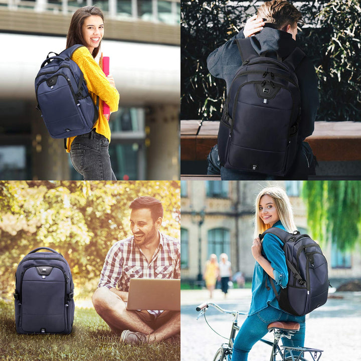 Laptop Backpack 15.6 Inch Water Resistant Backpacks Durable College Travel Daypack Anti Theft with USB Charging Port Best Gift for Men Women(15.6 Inch, Dark Blue)