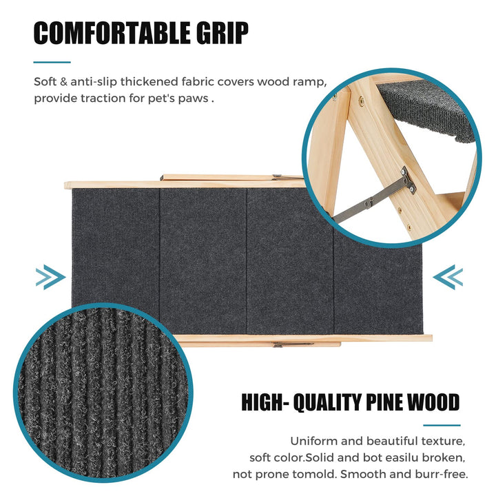 Wooden Dog Stairs/Steps - Foldable 4 Levels Pet Stairs & Ramp Perfect for Beds and Cars - Portable Dog/Cat Ladder Up to 110 Pounds