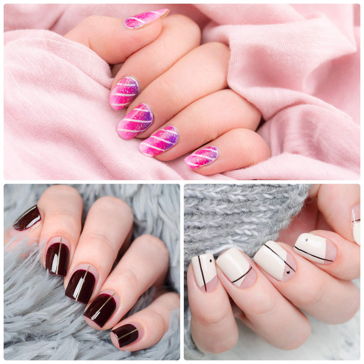 7 Sheet Nail Strip Sticker, 3D Curve Stripe Lines Nails Art Stickers, Adhesive Striping Tape Fingernail Decals, Waterproof Striping Tapes Line DIY Foil Manicure Decoration for Wonen Girls