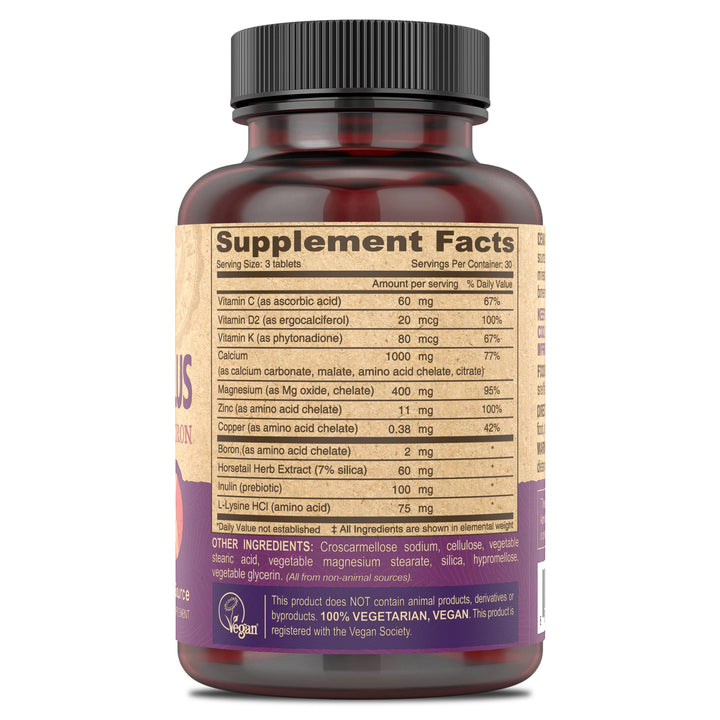 Vegan Calcium Magnesium Supplement Plus, Zinc, Vitamin C, Vitamin D, Vitamin K, Boron, Sugar Free & Gluten Free, 90-Tablets, 2-Pack