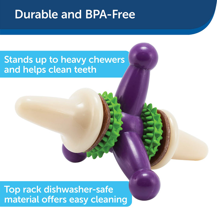Busy Buddy Jack - Treat Holding Dog Chew Toys - Helps Clean Teeth - Vanilla Scented Rubber for Strong Chewers - Treat Refills Included, Interactive Dog Toy Helps Keep Dogs Busy, Purple, Medium