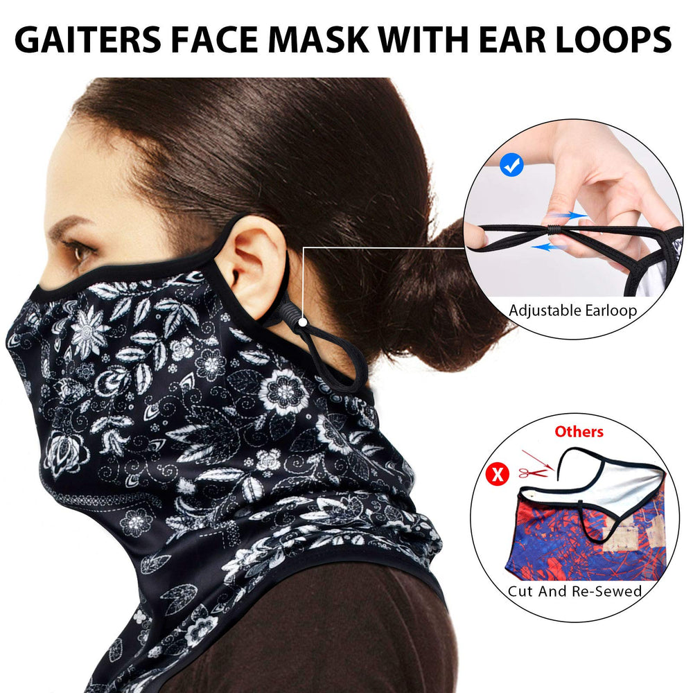 Neck Gaiters Face Mask Washable with Adjustable Ear Loops Face Mask