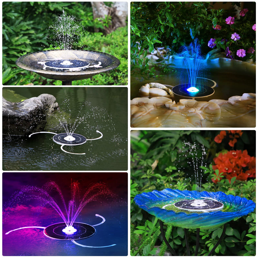 3.5W LED Solar Fountain for Birdbath, Solar Water Fountains with 3000mAh 6 Nozzles, Solar Powered Fountain Pump Solar Fountain for Garden Birdbath Pool Fish Tank