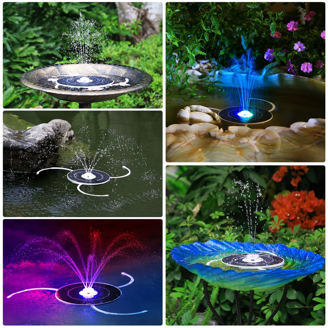 3.5W LED Solar Fountain for Birdbath, Solar Water Fountains with 3000mAh 6 Nozzles, Solar Powered Fountain Pump Solar Fountain for Garden Birdbath Pool Fish Tank