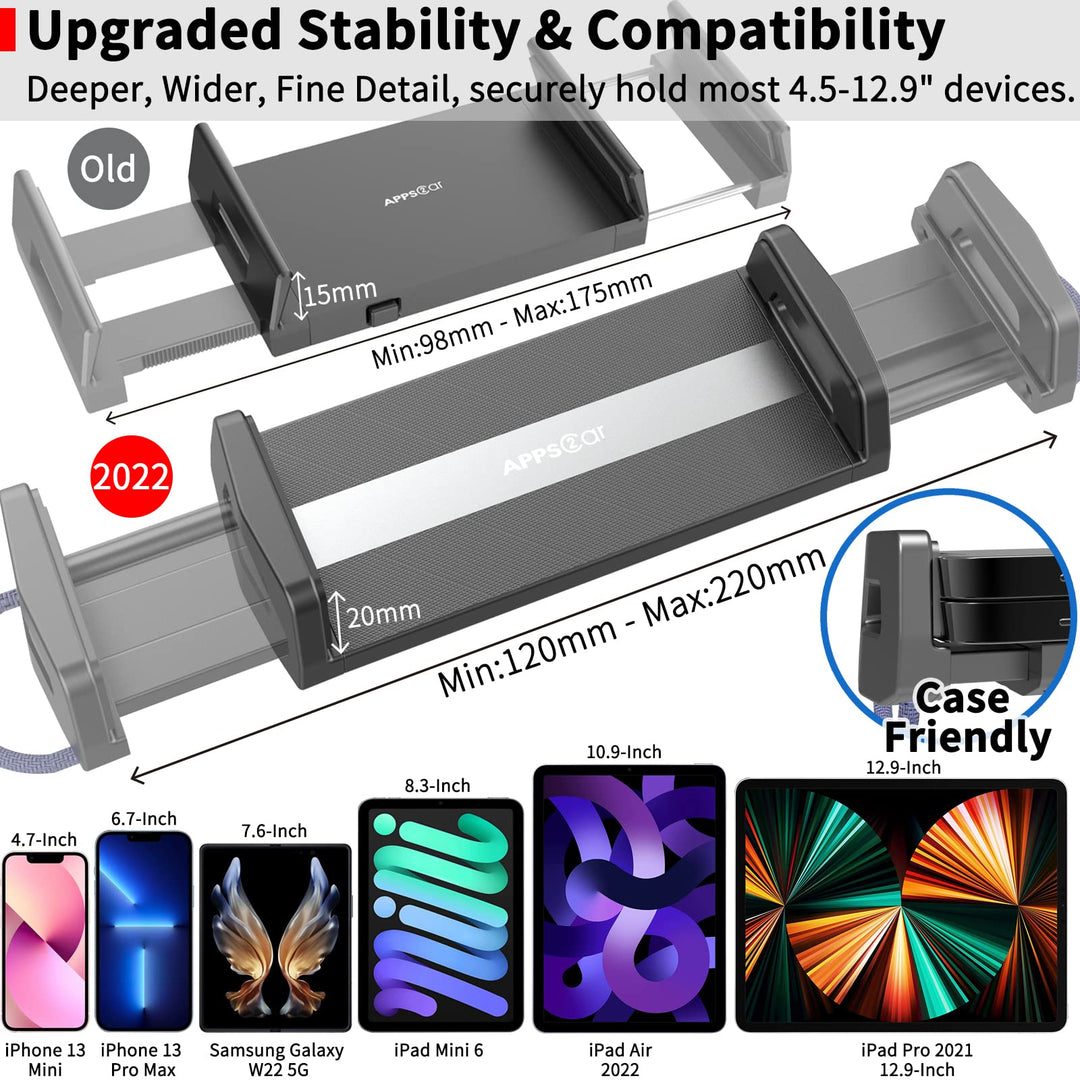 Upgraded Tablet Car Mount for iPad Truck Holder Long Arm Extension Strong Suction Cup Windshield Mount for 7-13 Inch Tablet iPad Pro Air Mini