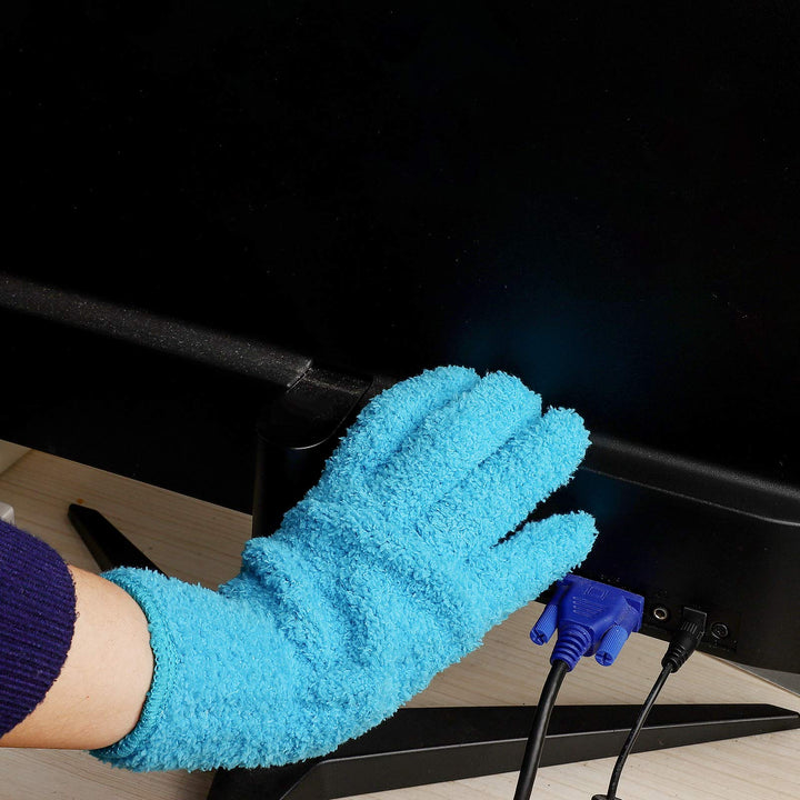 4 Pairs Microfiber Auto Dusting Cleaning Mittens Gloves Reusable Dusting Mittens for House Cleaning, Trucks and Cars, Nice for Cleaning Mirrors Lamps Window (Yellow, Gray, Blue, Dark Blue)