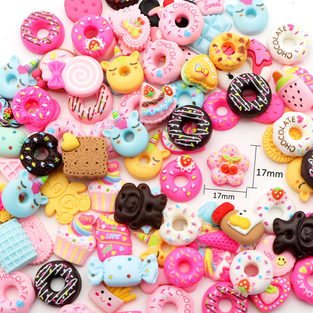 Resin Flatback Charms Dounts Planar Resin Food Resin Cabochons Slime Beads Making Supplies for DIY Craft Making and Ornament Scrapbooking (Food)