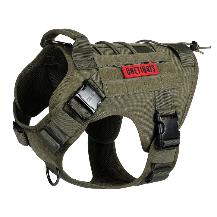Dog Harness Vest with Handle, Military Dog Harness for Large Medium Dogs,FIRE Watcher 2.0 No-Pull Service Dog Vest,Adjustable Dog Vest Harness for Walking Hiking Training(M,Green)