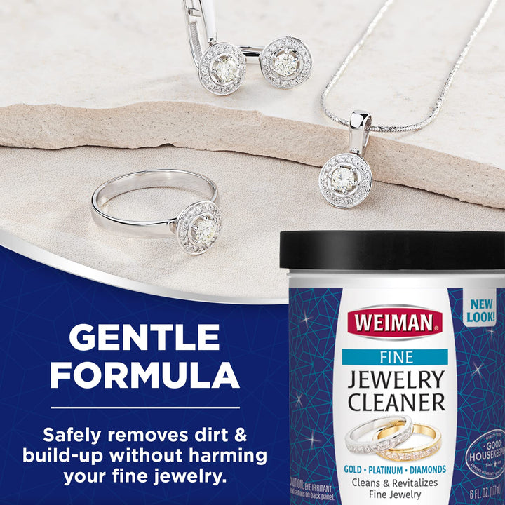 Jewelry Cleaner Liquid with Polishing Cloth Included – Restores Shine and Brilliance to Gold, Diamond, Platinum Jewelry and Precious Stones – 6 Ounce - Not Intended for Silver…