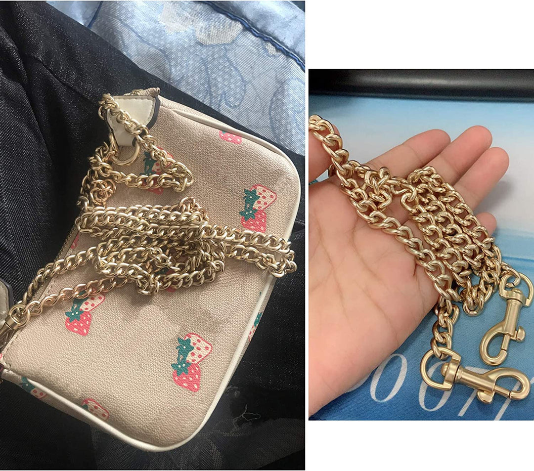 Iron Chunky Purse Chain Strap for Replacement Shoulder Bag Handbag Straps Accessories 51 130 CM with Metal Buckles (Copper Golden)
