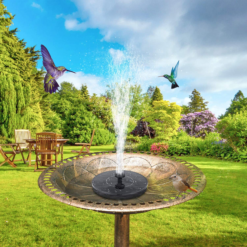 1W Solar Bird Bath Fountain Pump, Solar Fountain with 6 Nozzle, Free Standing Floating Solar Powered Water Fountain Pump for Bird Bath, Garden, Pond, Pool, Outdoor