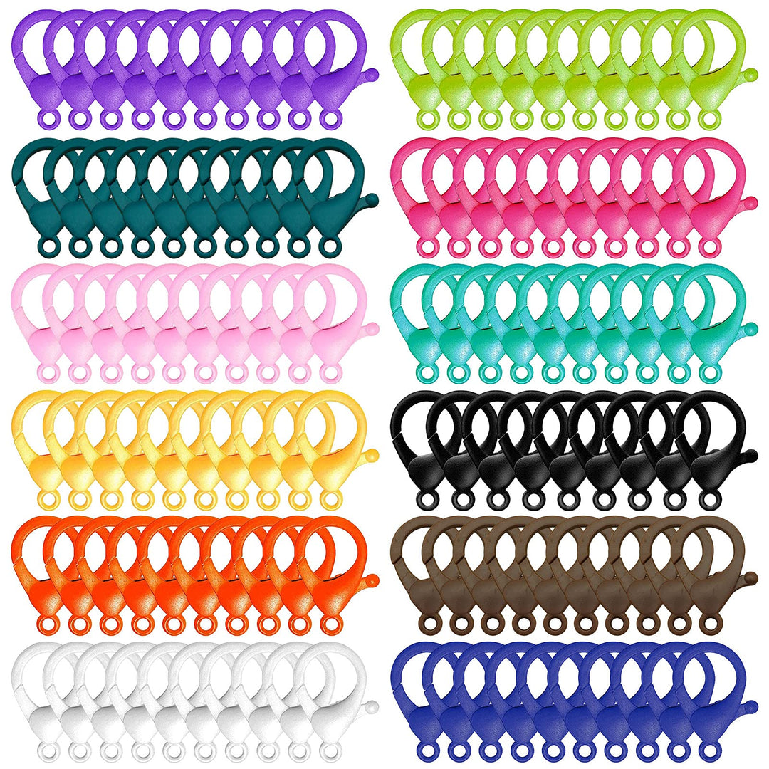 180pcs Plastic Lobster Clasps Hard Multi-Color Lobster Claw Clasps Cute Lanyard Snap Clip Hooks Plastic Backpack Clasp Hook for Jewelry Making,DIY Crafts,Handmade,Keychain(12 Colors)