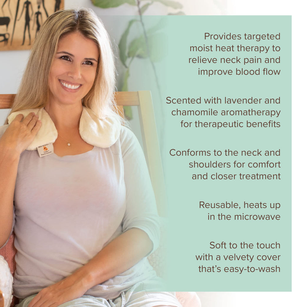 Neck Pillow Heating Pad for Neck and Shoulders with Moist Heat & Aromatherapy, Lavender & Chamomile, White