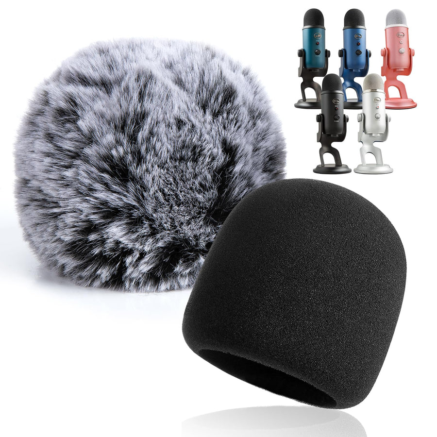 2PCS Blue Yeti Pop Filter for Blue Yeti Microphone, Yeti Foam Windscreen with Dead Cat Blue Yeti Mic Cover for Yeti Mic and Blue Yeti Pro USB Microphone