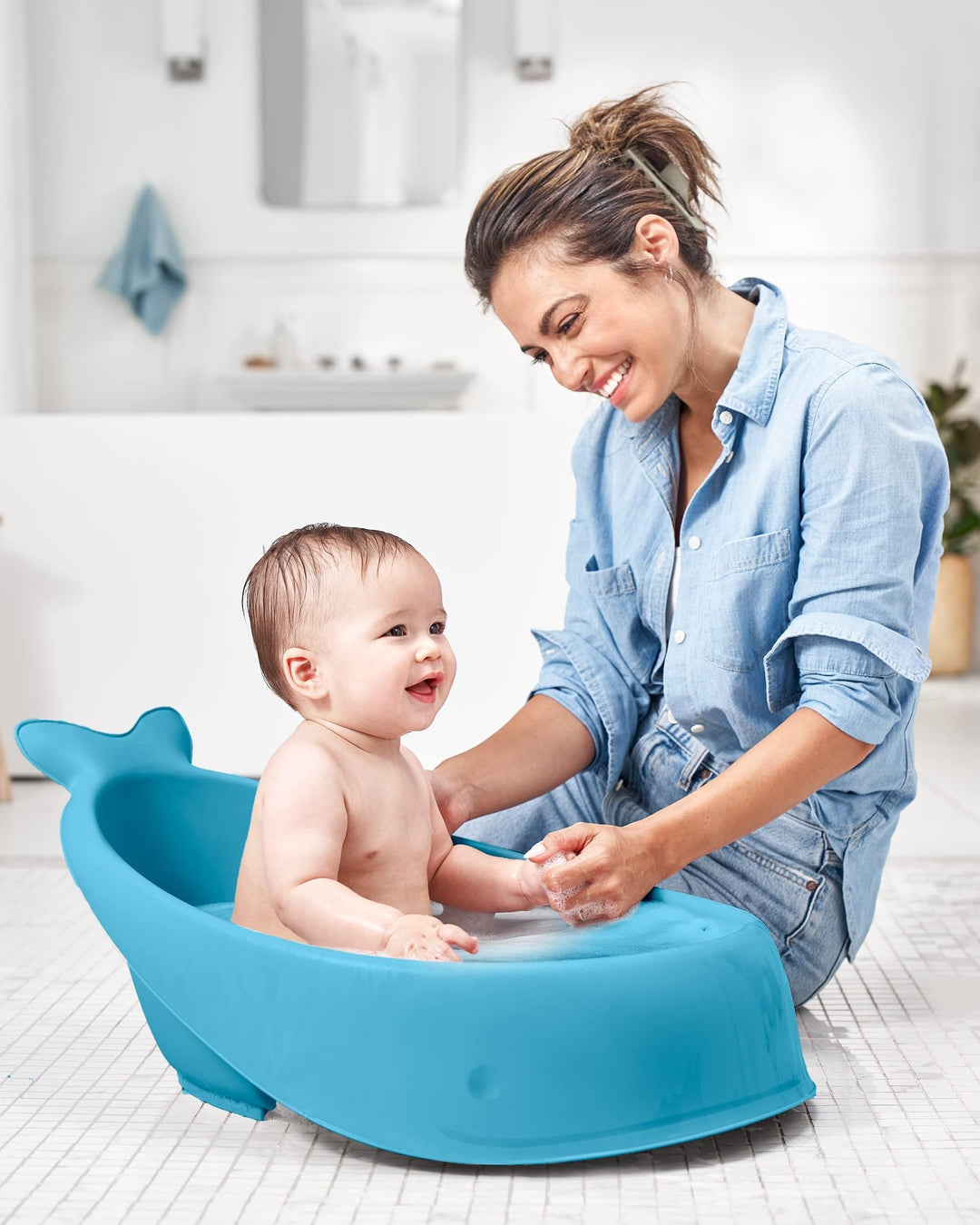 Baby Bath Tub, 3-Stage Smart Sling Tub, Moby, Blue
