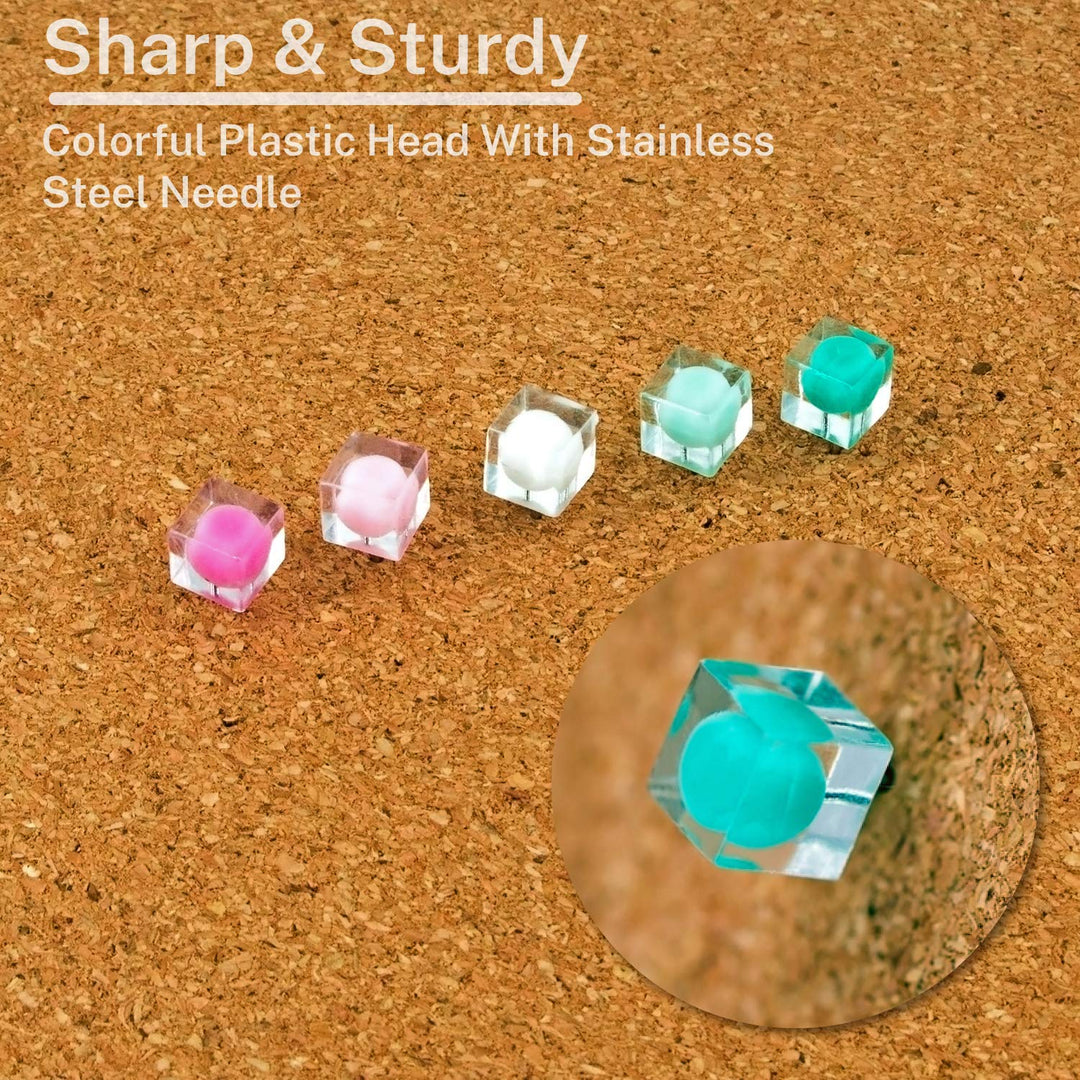 80PCS Clear Push Pins Cute Push Pins Decorative for Cork Board, Bulletin Board, Memo Board or Wall (White Pink Green)