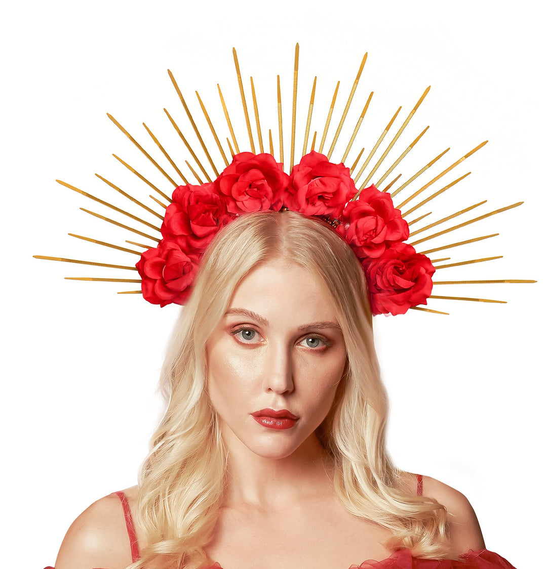 Rose Flower Halo Crown Goddess Halo Headband Festival Queen Crown and Tiara Maternity Photo Shoot Headpiece