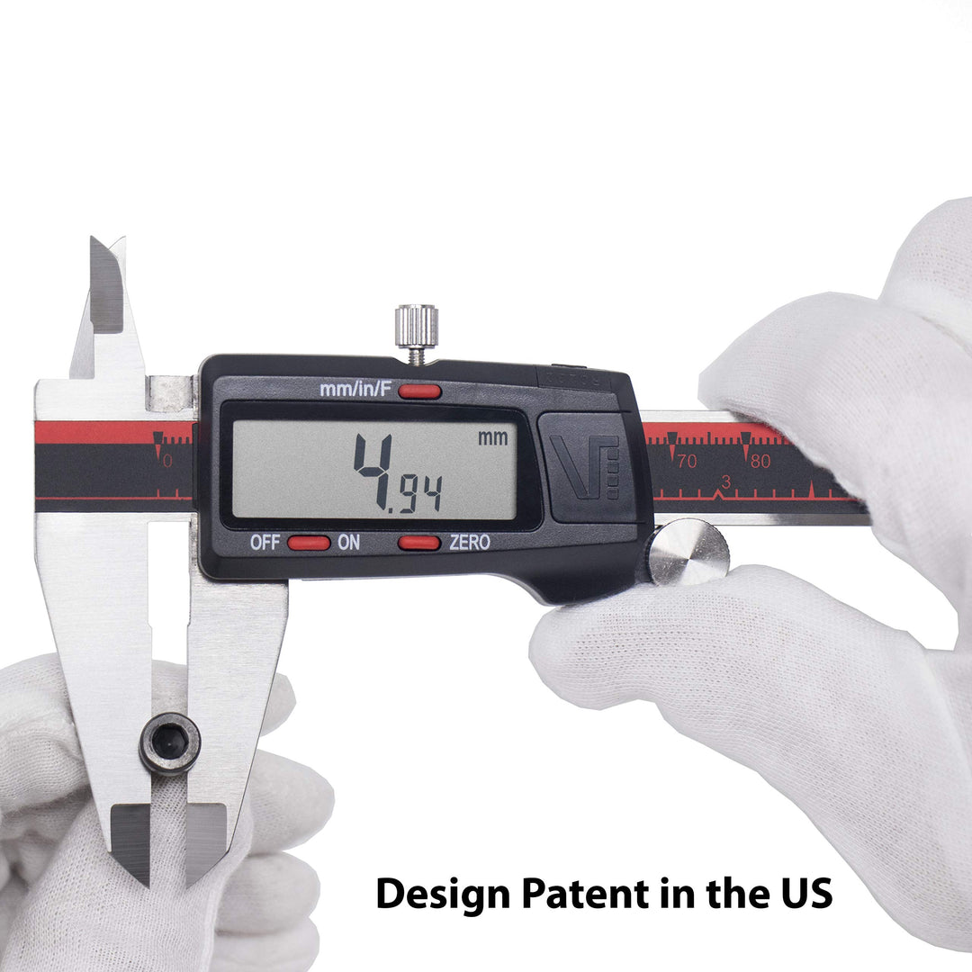 Digital Caliper, DCLA-0805 0-8 Inch/200mm, Inch/Millimeter/Fractions Conversion, Stainless Steel, Large LCD Screen