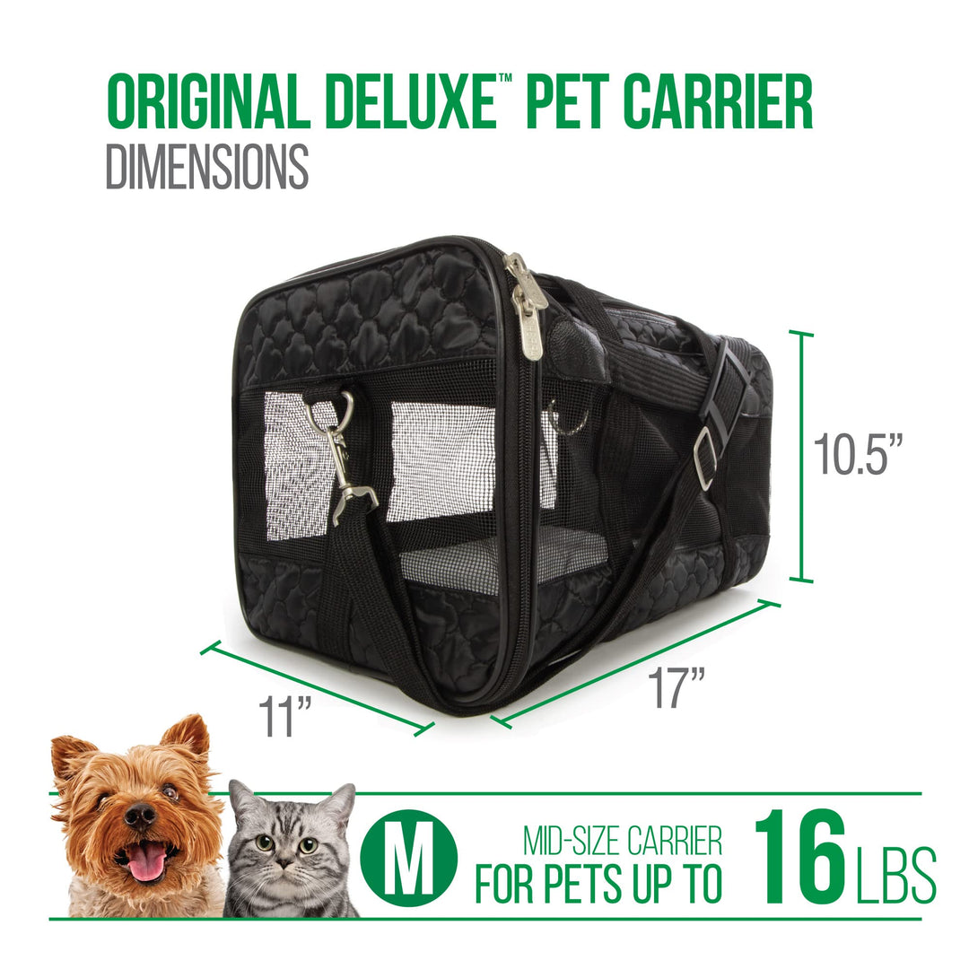 Original Deluxe Travel Pet Carrier, Airline Approved & Guaranteed On Board - Black Lattice, Medium
