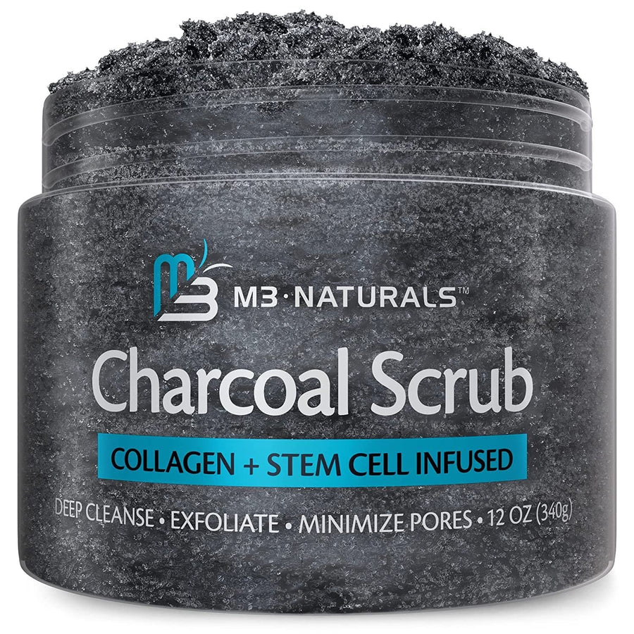 Charcoal Scrub Face Foot & Body Exfoliator Infused with Collagen and Stem Cell Natural Exfoliating Salt Body Scrub for Toning Skin Cellulite Skin Care Body