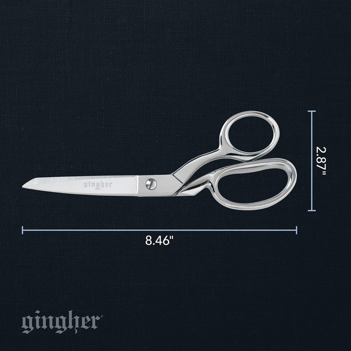 Gingher Dressmaker's Fabric Scissors, 8 Stainless Steel Shears, Sharp Knife Edge Steel Sewing Scissors with Protective Sheath, Sewing Scissors for Fabric Cutting and Tailoring, Holds Fabric Flat
