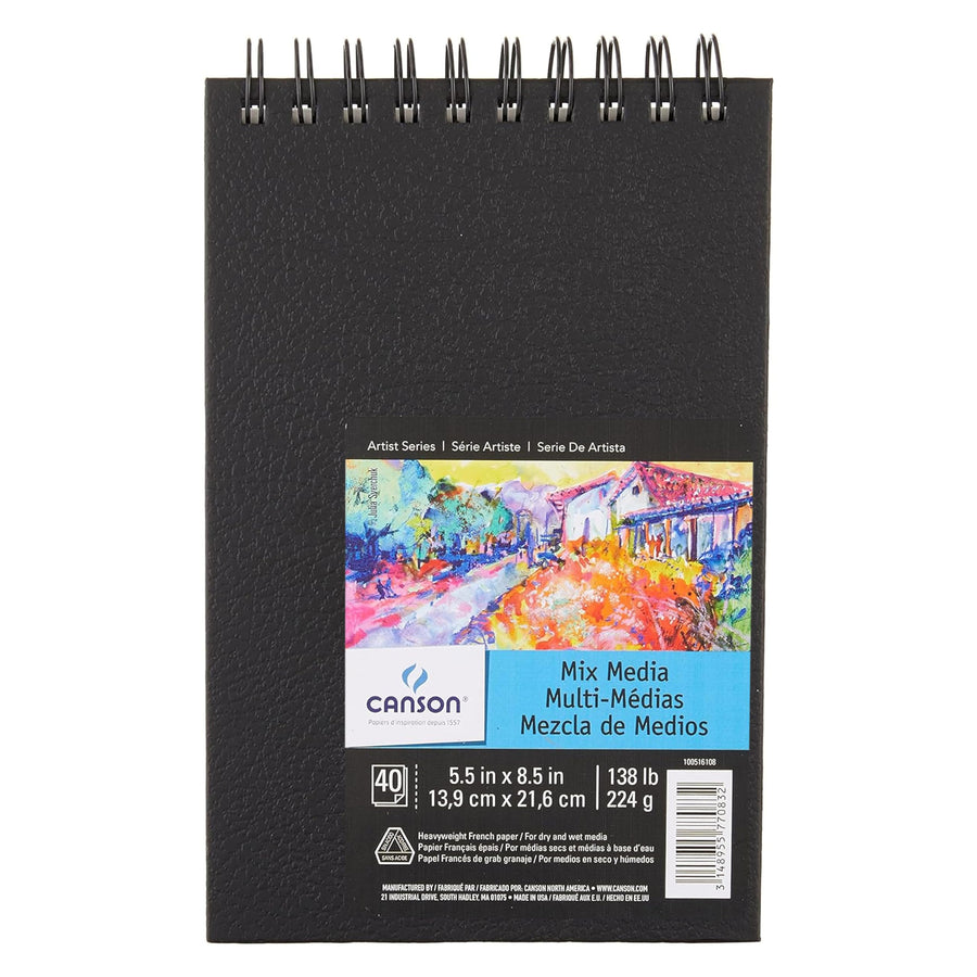 Artist Series Mixed Media Paper, Wirebound Pad, 5.5x8.5 Inch, 40 Sheets (138lb/224g) - Artist Paper for Adults and Students - Watercolor, Gouache, Graphite, Ink, Pencil, Marker