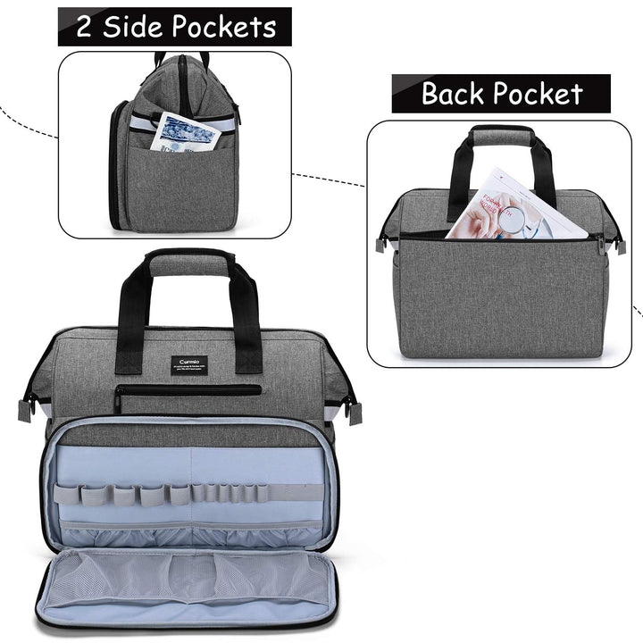 Home Health Nurse Bag, Medical Supplies Bag with Padded Laptop Sleeve for Home Visits, Health Care, Hospice, Bag ONLY, Gray (Patent Pending)