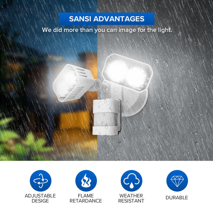 LED Security Lights, 18W (150Watt Incandescent Equiv.) Motion Sensor Lights, 1800lm 5000K Daylight Waterproof Outdoor Floodlights with Adjustable Dual-Head, White