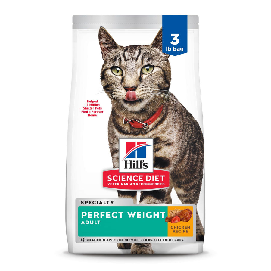Perfect Weight, Adult 1-6, Weight Management Support, Dry Cat Food, Chicken Recipe, 3 lb Bag