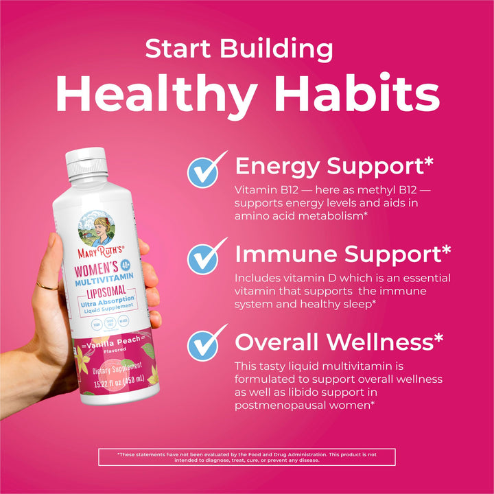 Multivitamin for Women 40+, Womens Multivitamin Liposomal, Immune Support Supplement, Energy Supplements & Sleep Aid, Vegan, Sugar Free, Non-GMO, 15.22 Fl Oz