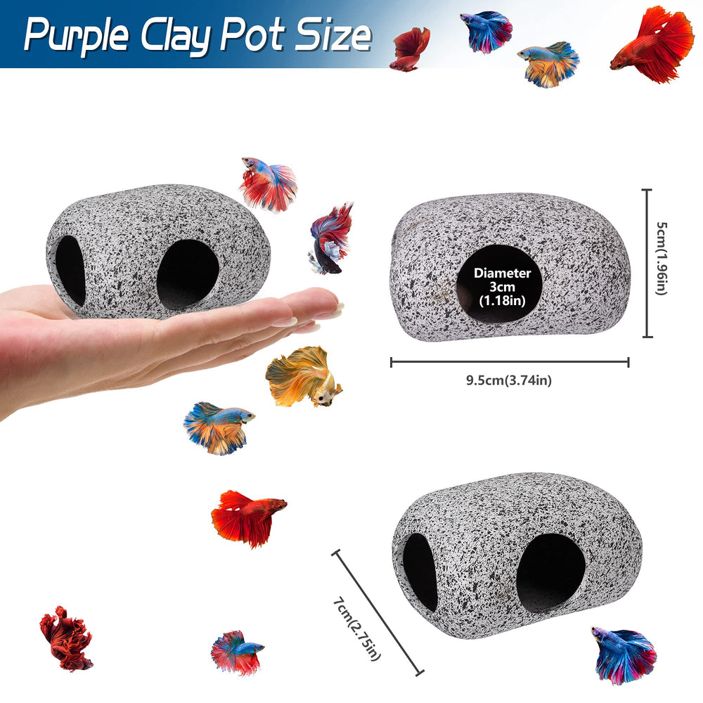 Aquarium Decorations Cave Betta Fish Tank Accessories Rock Cave Decor for Shrimp Cichlid Hiding Breeding Small Fish Bowl Hide Decoration Betta Toys Hideout Stones House(Small)