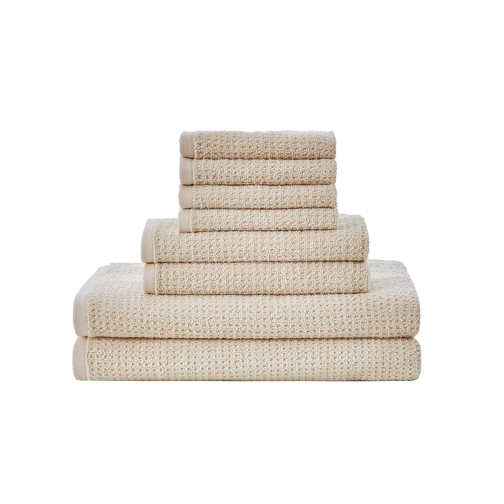 - 8pc Bath Towels Set, Highly Absorbent & Quick Dry Towel, Stylish Bathroom Decor & Dorm Room Essentials (Oasis Grey, 8pc)