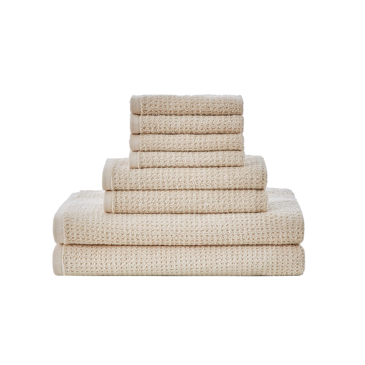 - 8pc Bath Towels Set, Highly Absorbent & Quick Dry Towel, Stylish Bathroom Decor & Dorm Room Essentials (Oasis Grey, 8pc)