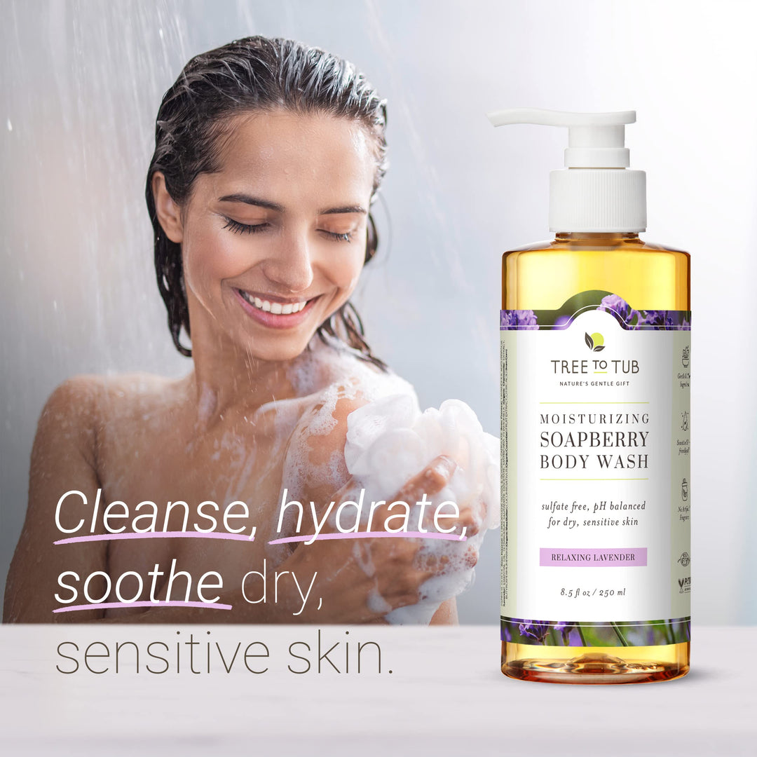 Lavender Body Wash for Sensitive Skin & Dry Skin - pH Balanced Moisturizing Body Wash, Hydrating Sulfate Free Vegan Body Soap for Women & Men w/Organic Shea Butter, All Natural Aloe Vera