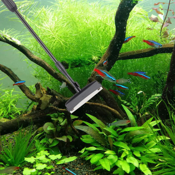 Carbon Fiber 6 in 1 Aquarium Cleaning Tool Kit Al-gae Scraper Scrubber Pad Sponge Telescopic Handle Fish Tank Brush Cleaner Set for Saltwater Freshwater