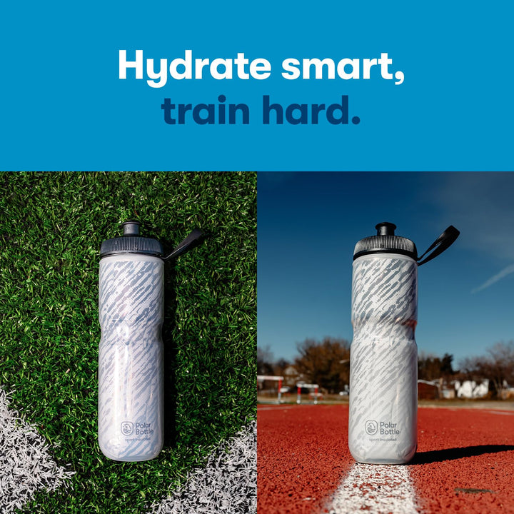 Sport Insulated Water Bottle - BPA-Free, Sport & Bike Squeeze Bottle with Handle (Fly Dye - Aquamarine, 24 oz)