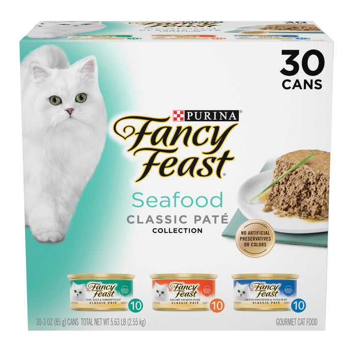 Purina Seafood Classic Pate Collection Grain Free Wet Cat Food Variety Pack - (Pack of 30) 3 oz. Cans