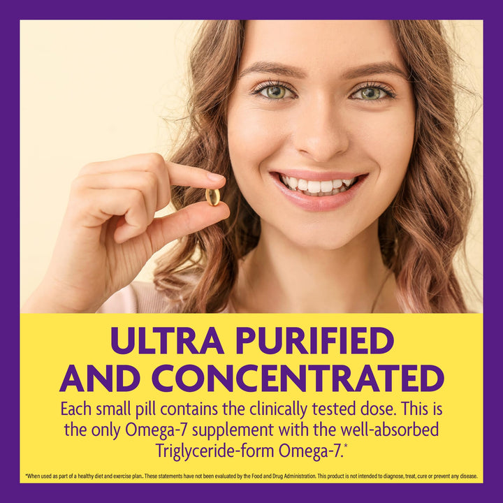 Purified Omega 7 Supplement - 210 mg Omega-7 Palmitoleic Acid, Fish Oil for Metabolism & Triglyceride Support, Essential Fatty Acids, IFOS Approved, 30 Softgels