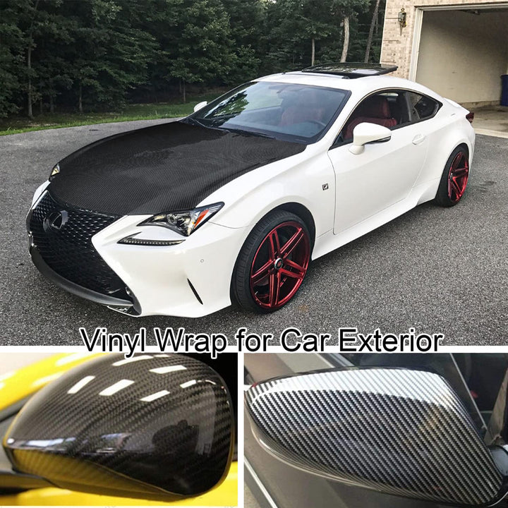 Black 6D Carbon Fiber Vinyl Wrap Roll 1ft x 10ft, Super Glossy Car Wrap Film Featuring Bubble Free Air Release Technology, Car Moto DIY Interior Exterior
