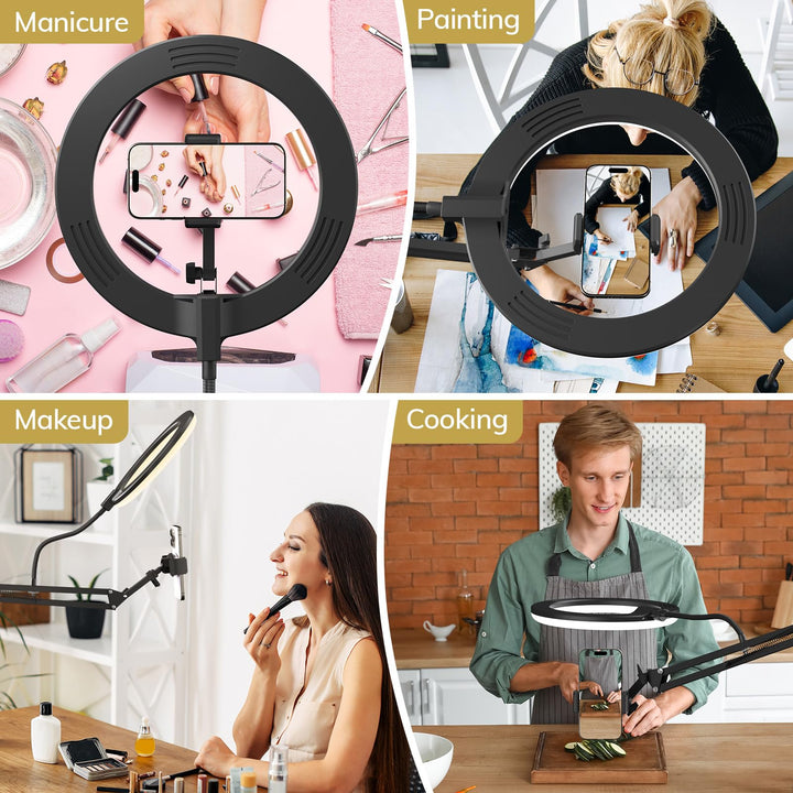 12 Large Ring Light with Stand and Phone Holder,LED Selfie Ring Light with Tripod Stand for Phone, Dimmable Circle Ligh with Bluetooth Remote for Tiktok/YouTube/Makeup/Photography/Vlog TRL-20