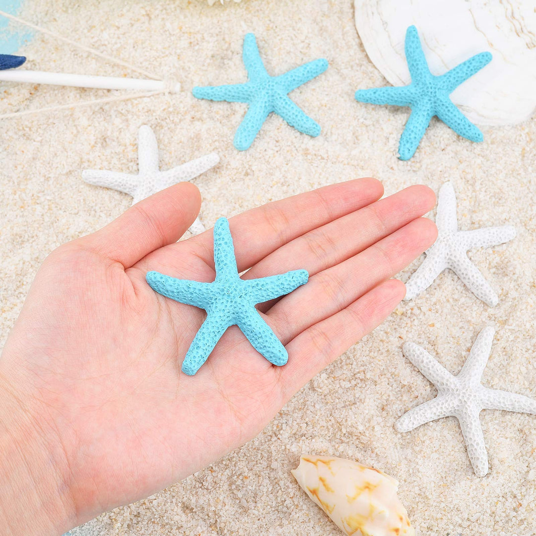 2.2 Inch Pencil Finger Starfish 16pcs Starfish Ornaments Resin Nautical Starfish Coastal Beach Ocean Flatback Starfish Ornaments for Beach Wedding Party Christmas Tree Halloween Home