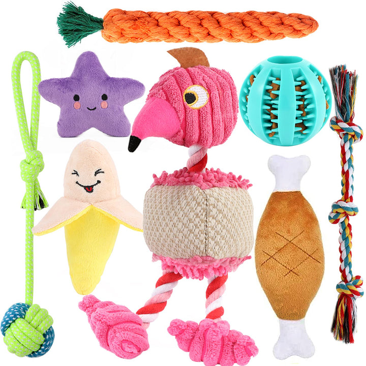 8 Pack Puppy Toys, Squeaky Plush Dog Toys for Small Dogs, Cute Puppy Teething Chew Toy, Safe Ropes Toys